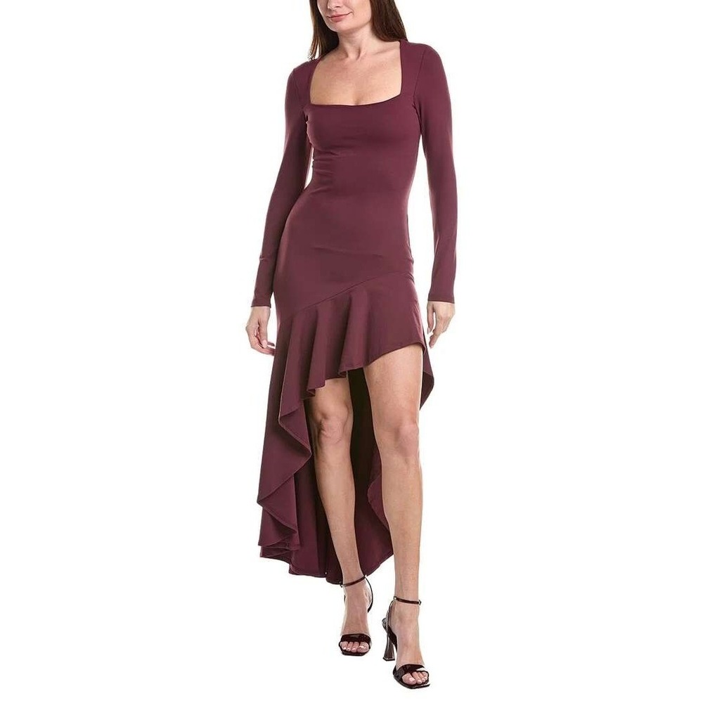 Susana Monaco Oxblood Square Neck High-Low Ruffle Gown XL NWT